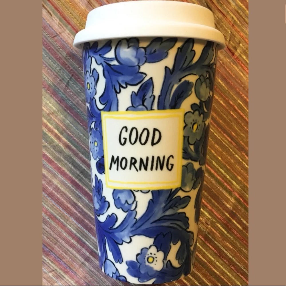 Anthropologie Ceramic Tumbler Travel Coffee Cup